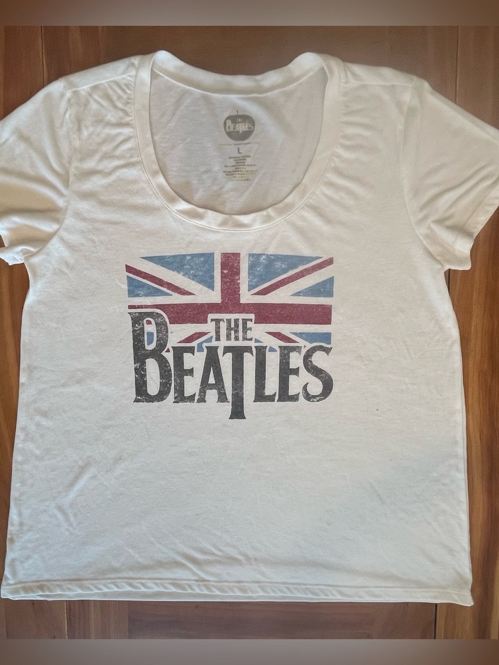 The Beatles Union Jack British Flag Graphic Tee White Women's Large